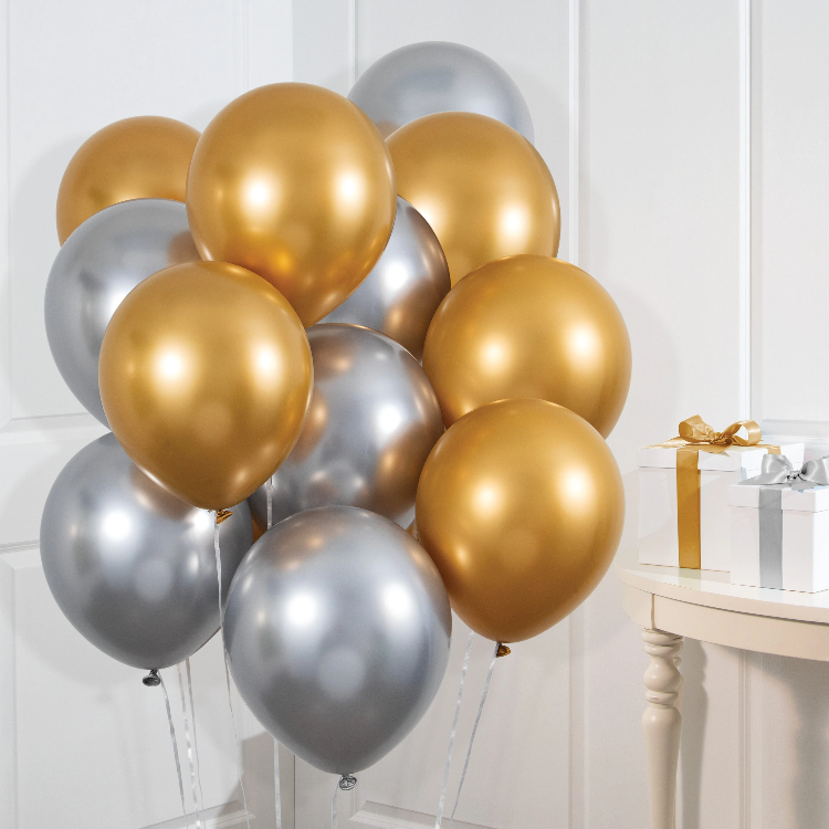Gold and silver baloons